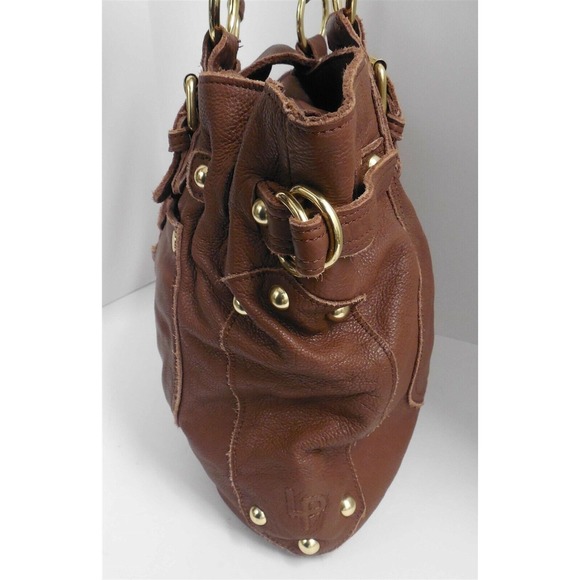 Linea Pelle Soft Brown Leather Studded Tote Bag - Picture 3 of 6